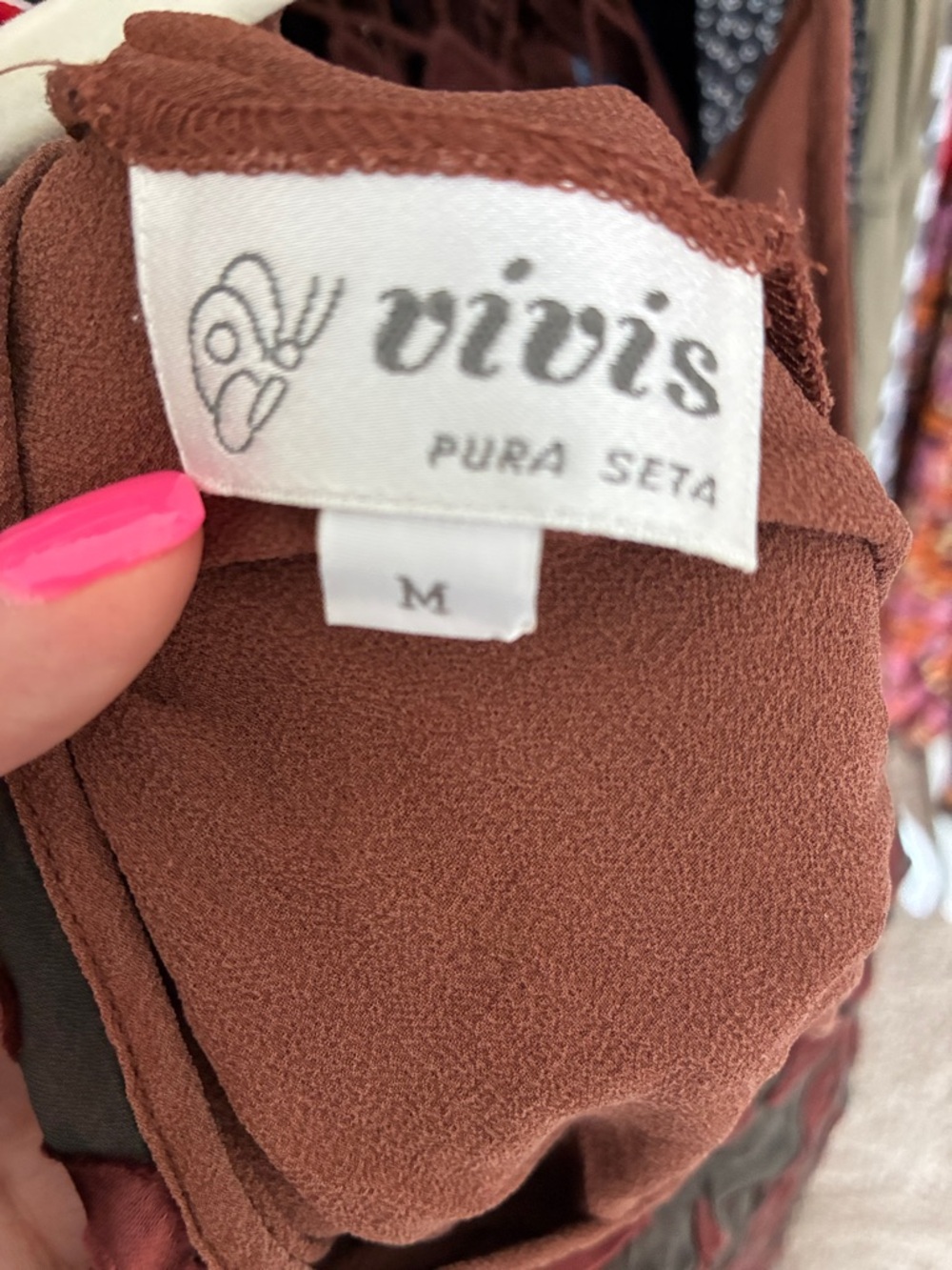 VIVIS Italy Pura Seta 85% SILK Burnout  Cami Top Brown Whimsygoth - Picture 6 of 6